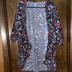 Source Unknown Black Floral Sheer Cape